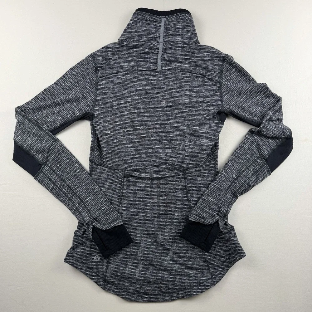 Lululemon Womens Black Quarter Zip Long Sleeve Activewear Pullover Jacket Size 4